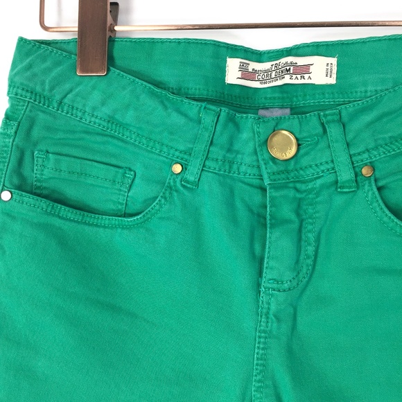 ZARA TRF Collection 5 pocket Skinny Jean Fit in Green Stretch Cotton EUR34/USA 2 - Picture 3 of 6